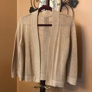 Jones NY Gold Metallic open front Sweater